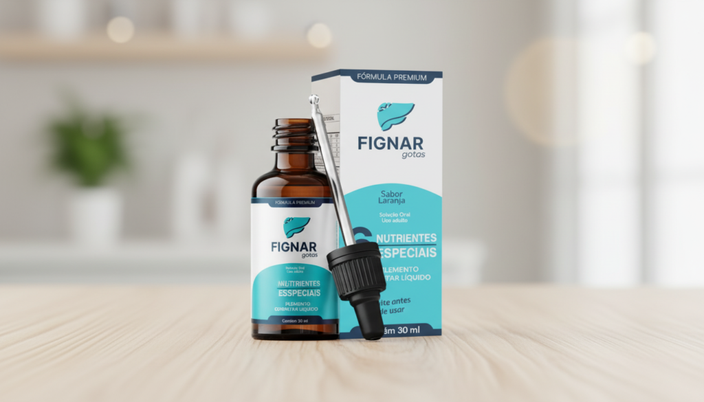 Frasco do Fignar gotas, suplemento natural para saúde do fígado e suporte ao metabolismo