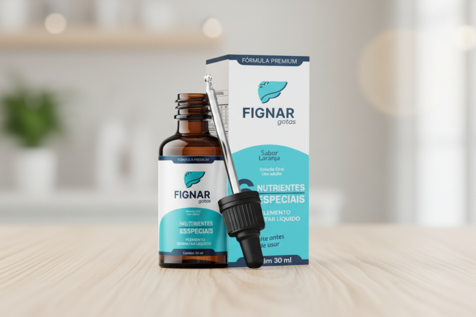 Frasco do Fignar gotas, suplemento natural para saúde do fígado e suporte ao metabolismo